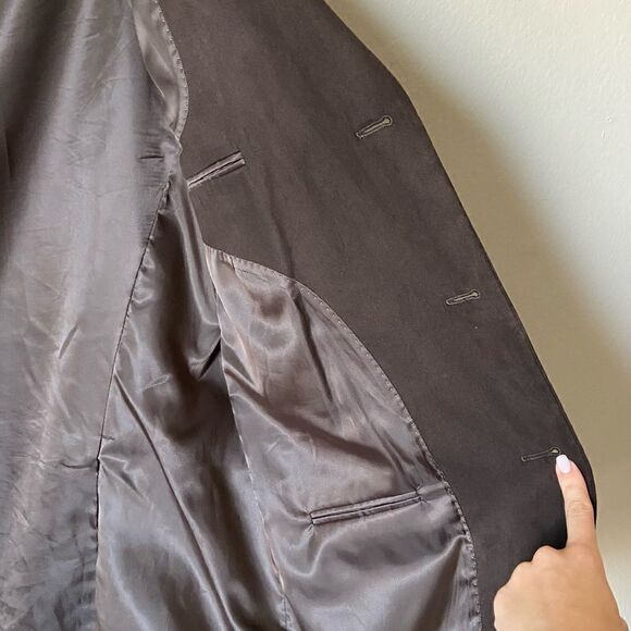 Apt 9 Notch Suede Brown Blazer Collar Faux Size 44L - Picture 4 of 9